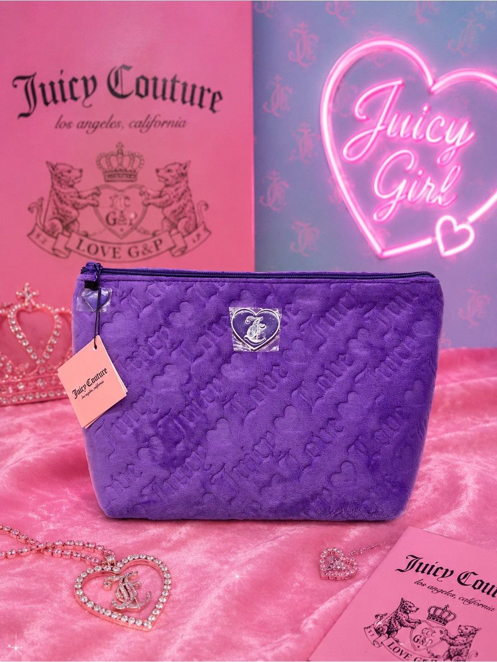 Juicy couture purple velour cosmetics bag